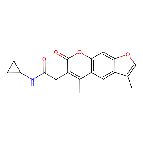 N-cyclopropyl-2-(3,5-dimethyl-7-oxo-7H-furo[3,2-g]chromen-6-yl)acetamide structure