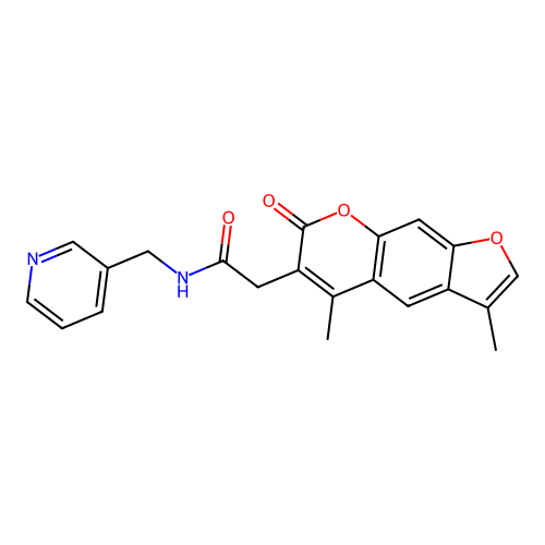 2-(3,5-dimethyl-7-oxo-7H-furo[3,2-g]chromen-6-yl)-N-(pyridin-3-ylmethyl)acetamide structure