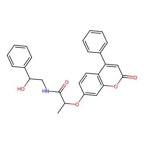 N-(2-hydroxy-2-phenylethyl)-2-((2-oxo-4-phenyl-2H-chromen-7-yl)oxy)propanamide structure