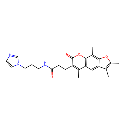 N-(3-(1H-imidazol-1-yl)propyl)-3-(2,3,5,9-tetramethyl-7-oxo-7H-furo[3,2-g]chromen-6-yl)propanamide structure