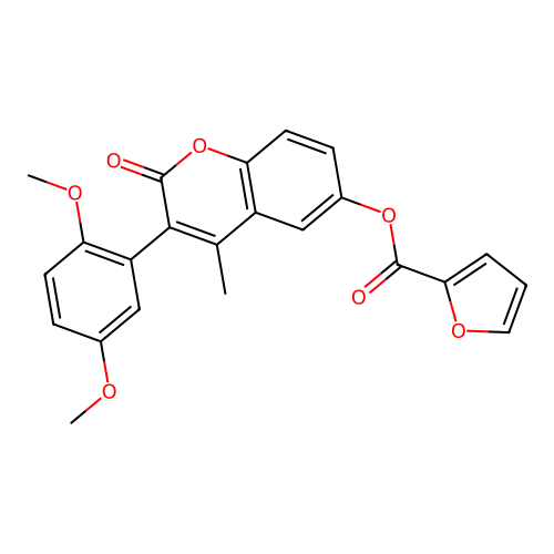 3-(2,5-dimethoxyphenyl)-4-methyl-2-oxo-2H-chromen-6-yl furan-2-carboxylate structure