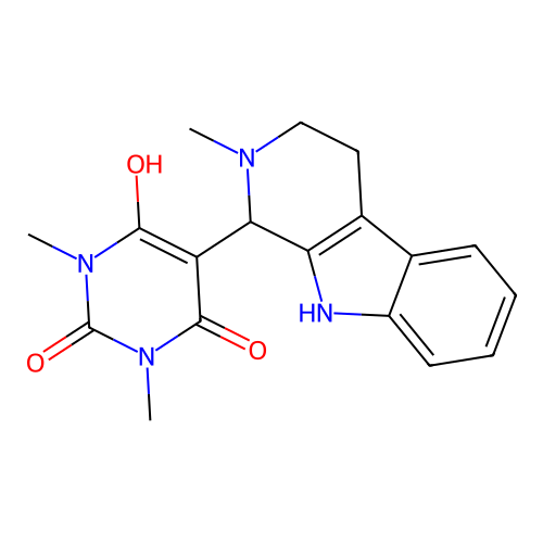 6-hydroxy-1,3-dimethyl-5-(2-methyl-2,3,4,9-tetrahydro-1H-pyrido[3,4-b]indol-1-yl)pyrimidine-2,4(1H,3H)-dione structure