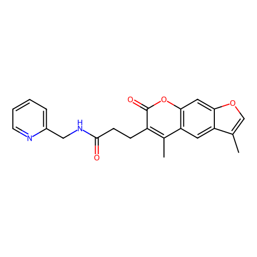 3-(3,5-dimethyl-7-oxofuro[3,2-g]chromen-6-yl)-N-(pyridin-2-ylmethyl)propanamide structure