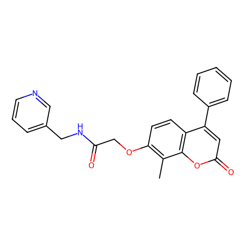 2-((8-methyl-2-oxo-4-phenyl-2H-chromen-7-yl)oxy)-N-(pyridin-3-ylmethyl)acetamide structure