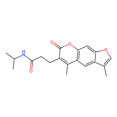 3-(3,5-dimethyl-7-oxo-7H-furo[3,2-g]chromen-6-yl)-N-isopropylpropanamide structure