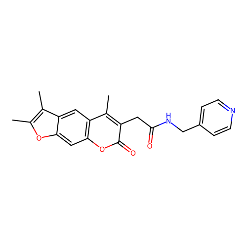 N-(pyridin-4-ylmethyl)-2-(2,3,5-trimethyl-7-oxo-7H-furo[3,2-g]chromen-6-yl)acetamide structure
