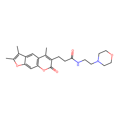 N-(2-morpholinoethyl)-3-(2,3,5-trimethyl-7-oxo-7H-furo[3,2-g]chromen-6-yl)propanamide structure