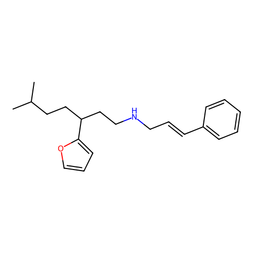 N-cinnamyl-3-(furan-2-yl)-6-methylheptan-1-amine structure