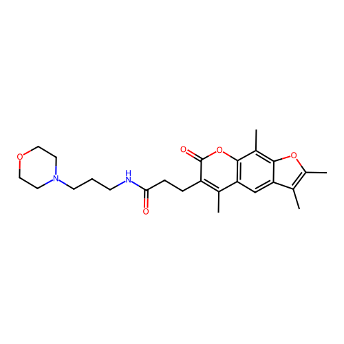 N-(3-morpholinopropyl)-3-(2,3,5,9-tetramethyl-7-oxo-7H-furo[3,2-g]chromen-6-yl)propanamide structure
