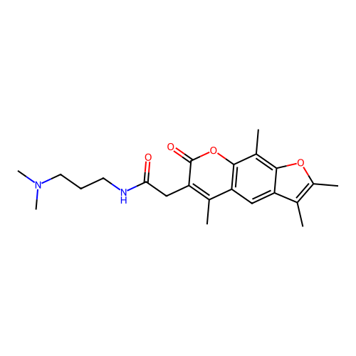 N-(3-(dimethylamino)propyl)-2-(2,3,5,9-tetramethyl-7-oxo-7H-furo[3,2-g]chromen-6-yl)acetamide structure