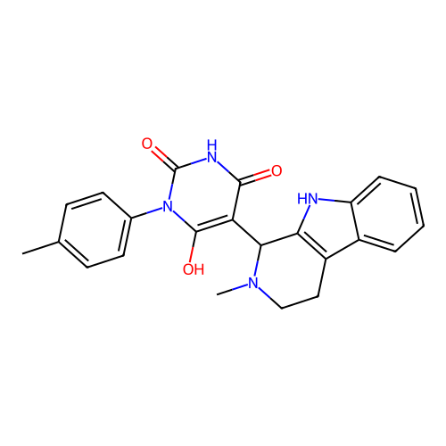 6-hydroxy-5-(2-methyl-2,3,4,9-tetrahydro-1H-pyrido[3,4-b]indol-1-yl)-3-(p-tolyl)pyrimidine-2,4(1H,3H)-dione structure