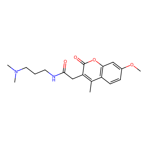 N-(3-(dimethylamino)propyl)-2-(7-methoxy-4-methyl-2-oxo-2H-chromen-3-yl)acetamide structure