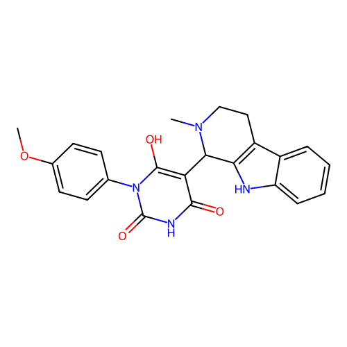 6-hydroxy-3-(4-methoxyphenyl)-5-(2-methyl-2,3,4,9-tetrahydro-1H-pyrido[3,4-b]indol-1-yl)pyrimidine-2,4(1H,3H)-dione structure