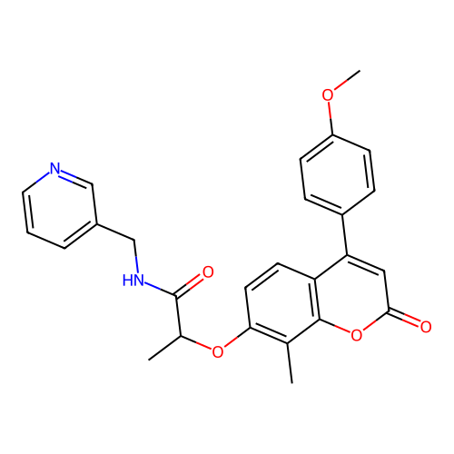 2-((4-(4-methoxyphenyl)-8-methyl-2-oxo-2H-chromen-7-yl)oxy)-N-(pyridin-3-ylmethyl)propanamide structure