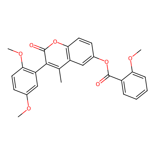 3-(2,5-dimethoxyphenyl)-4-methyl-2-oxo-2H-chromen-6-yl 2-methoxybenzoate structure