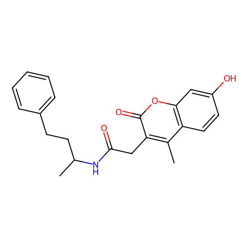 2-(7-hydroxy-4-methyl-2-oxo-2H-chromen-3-yl)-N-(4-phenylbutan-2-yl)acetamide structure