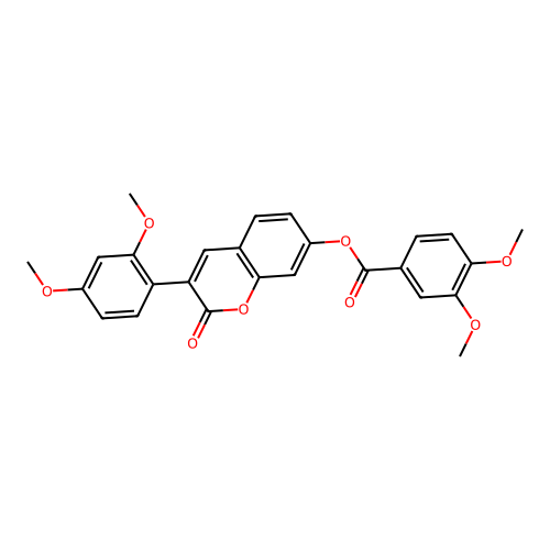 3-(2,4-dimethoxyphenyl)-2-oxo-2H-chromen-7-yl 3,4-dimethoxybenzoate structure