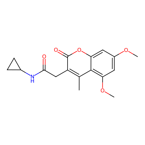 N-cyclopropyl-2-(5,7-dimethoxy-4-methyl-2-oxo-2H-chromen-3-yl)acetamide structure