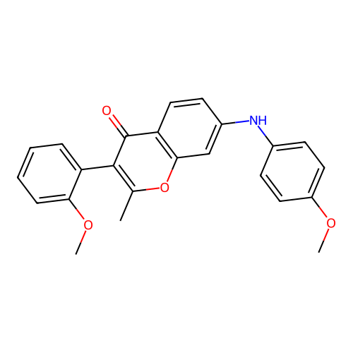 3-(2-methoxyphenyl)-7-((4-methoxyphenyl)amino)-2-methyl-4H-chromen-4-one structure