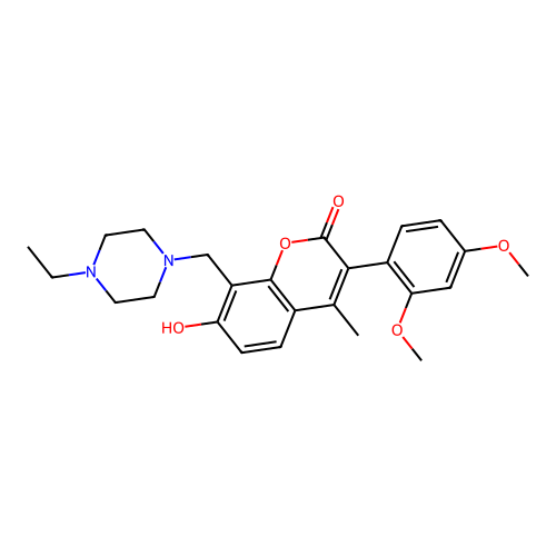 3-(2,4-dimethoxyphenyl)-8-((4-ethylpiperazin-1-yl)methyl)-7-hydroxy-4-methyl-2H-chromen-2-one structure