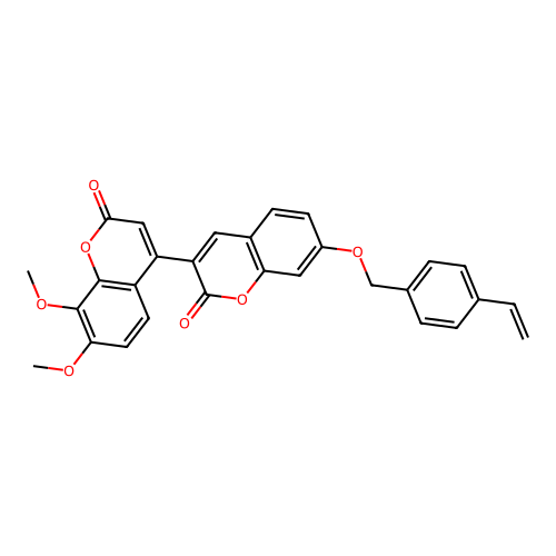 7',8'-dimethoxy-7-((4-vinylbenzyl)oxy)-2H,2'H-[3,4'-bichromene]-2,2'-dione structure