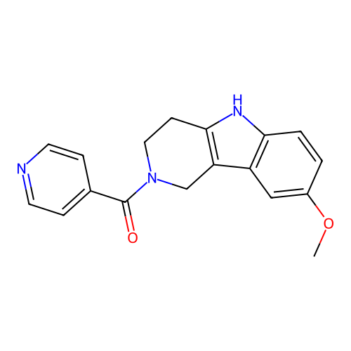 (8-methoxy-3,4-dihydro-1H-pyrido[4,3-b]indol-2(5H)-yl)(pyridin-4-yl)methanone structure