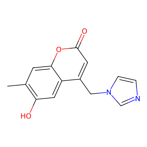 6-Hydroxy-4-(imidazol-1-ylmethyl)-7-methylchromen-2-one structure