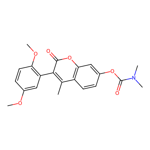 3-(2,5-dimethoxyphenyl)-4-methyl-2-oxo-2H-chromen-7-yl dimethylcarbamate structure