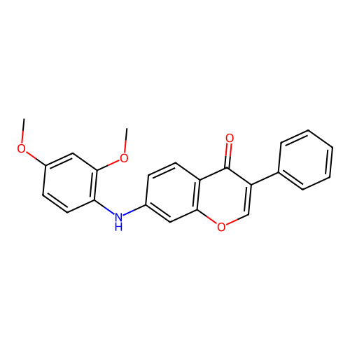 7-((2,4-dimethoxyphenyl)amino)-3-phenyl-4H-chromen-4-one structure