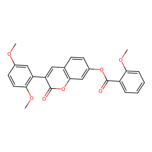 3-(2,5-dimethoxyphenyl)-2-oxo-2H-chromen-7-yl 2-methoxybenzoate structure
