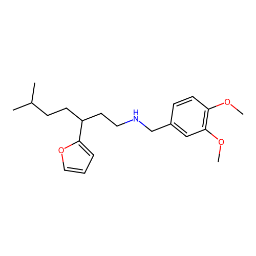 N-(3,4-dimethoxybenzyl)-3-(furan-2-yl)-6-methylheptan-1-amine structure