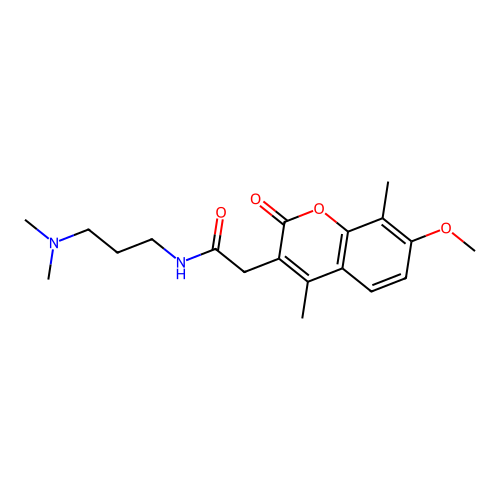 N-(3-(dimethylamino)propyl)-2-(7-methoxy-4,8-dimethyl-2-oxo-2H-chromen-3-yl)acetamide structure
