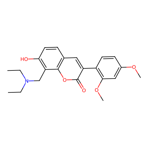 8-((diethylamino)methyl)-3-(2,4-dimethoxyphenyl)-7-hydroxy-2H-chromen-2-one structure