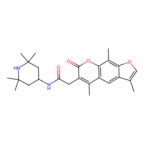 N-(2,2,6,6-tetramethylpiperidin-4-yl)-2-(3,5,9-trimethyl-7-oxo-7H-furo[3,2-g]chromen-6-yl)acetamide structure