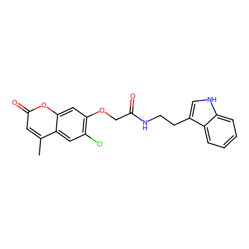 N-(2-(1H-indol-3-yl)ethyl)-2-((6-chloro-4-methyl-2-oxo-2H-chromen-7-yl)oxy)acetamide structure