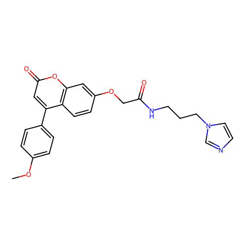 N-(3-(1H-imidazol-1-yl)propyl)-2-((4-(4-methoxyphenyl)-2-oxo-2H-chromen-7-yl)oxy)acetamide structure