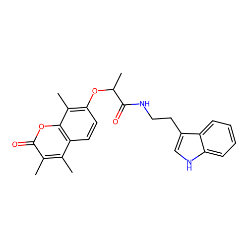 N-(2-(1H-indol-3-yl)ethyl)-2-((3,4,8-trimethyl-2-oxo-2H-chromen-7-yl)oxy)propanamide structure