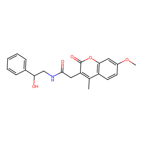 N-(2-hydroxy-2-phenylethyl)-2-(7-methoxy-4-methyl-2-oxo-2H-chromen-3-yl)acetamide structure