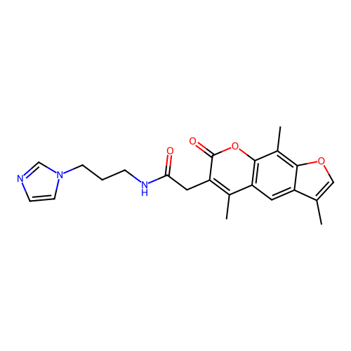 N-(3-(1H-imidazol-1-yl)propyl)-2-(3,5,9-trimethyl-7-oxo-7H-furo[3,2-g]chromen-6-yl)acetamide structure