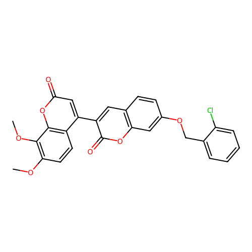 7-((2-chlorobenzyl)oxy)-7',8'-dimethoxy-2H,2'H-[3,4'-bichromene]-2,2'-dione structure
