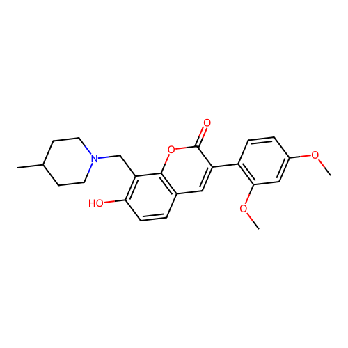 3-(2,4-dimethoxyphenyl)-7-hydroxy-8-((4-methylpiperidin-1-yl)methyl)-2H-chromen-2-one structure
