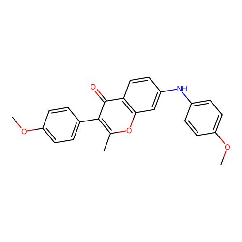3-(4-methoxyphenyl)-7-((4-methoxyphenyl)amino)-2-methyl-4H-chromen-4-one structure