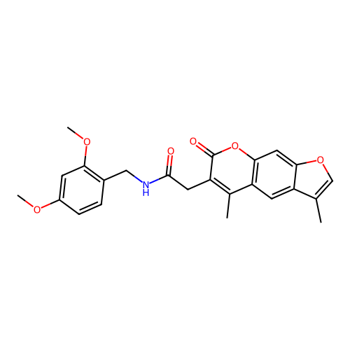 N-(2,4-dimethoxybenzyl)-2-(3,5-dimethyl-7-oxo-7H-furo[3,2-g]chromen-6-yl)acetamide structure