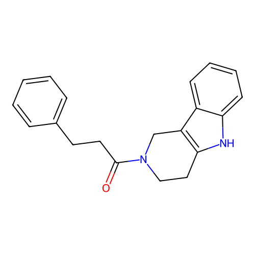 3-phenyl-1-(1,3,4,5-tetrahydro-2H-pyrido[4,3-b]indol-2-yl)propan-1-one structure