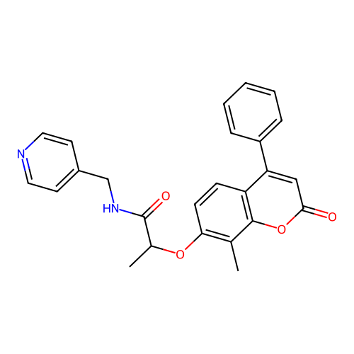 2-((8-methyl-2-oxo-4-phenyl-2H-chromen-7-yl)oxy)-N-(pyridin-4-ylmethyl)propanamide structure