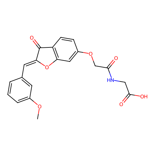 (Z)-2-(2-((2-(3-methoxybenzylidene)-3-oxo-2,3-dihydrobenzofuran-6-yl)oxy)acetamido)acetic acid structure