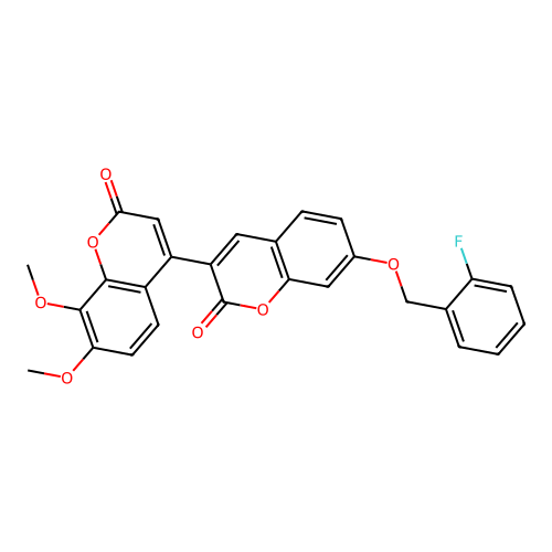 7-((2-fluorobenzyl)oxy)-7',8'-dimethoxy-2H,2'H-[3,4'-bichromene]-2,2'-dione structure