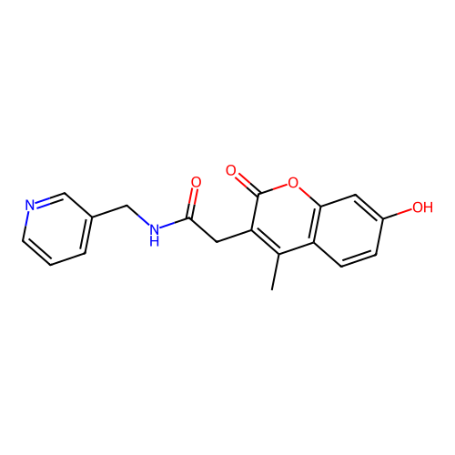 2-(7-hydroxy-4-methyl-2-oxo-2H-chromen-3-yl)-N-(pyridin-3-ylmethyl)acetamide structure