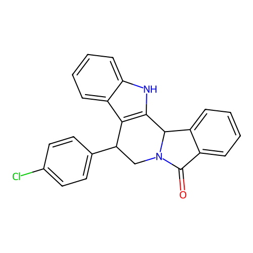 8-(4-chlorophenyl)-7,8,13,13b-tetrahydro-5H-benzo[1,2]indolizino[8,7-b]indol-5-one structure
