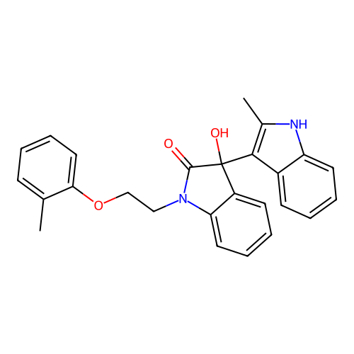 3-hydroxy-3-(2-methyl-1H-indol-3-yl)-1-(2-(o-tolyloxy)ethyl)indolin-2-one structure